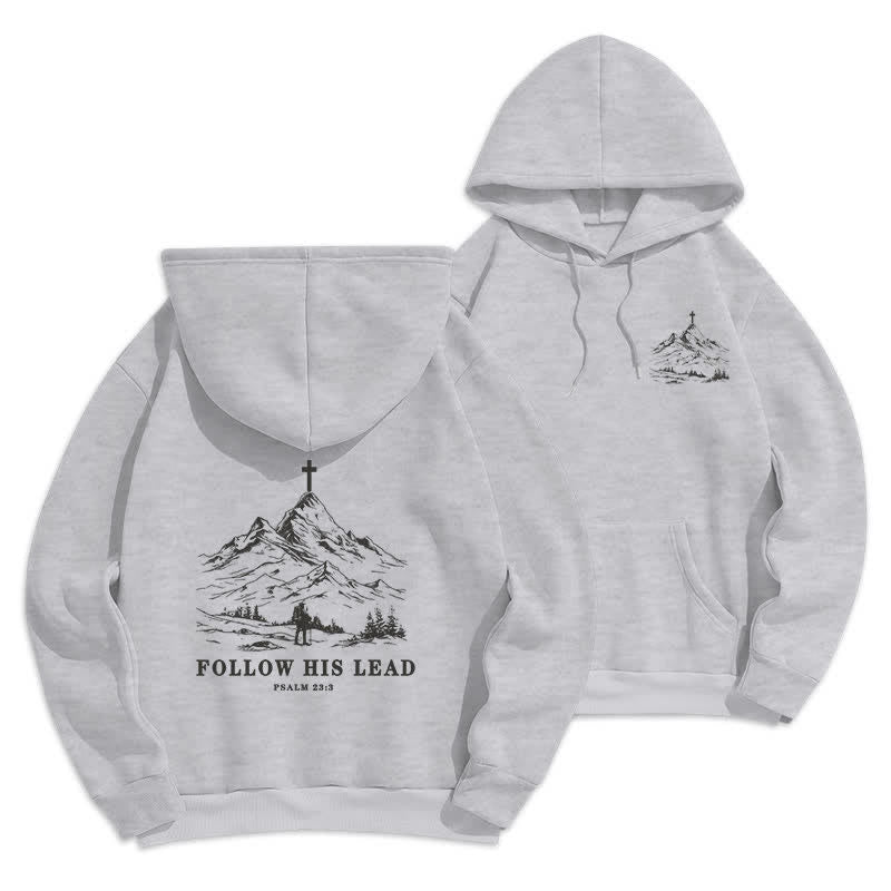 Christianartworkshop Follow His Lead Mountain Cross Pullover Hoodie - Grey - 2XL - image 6