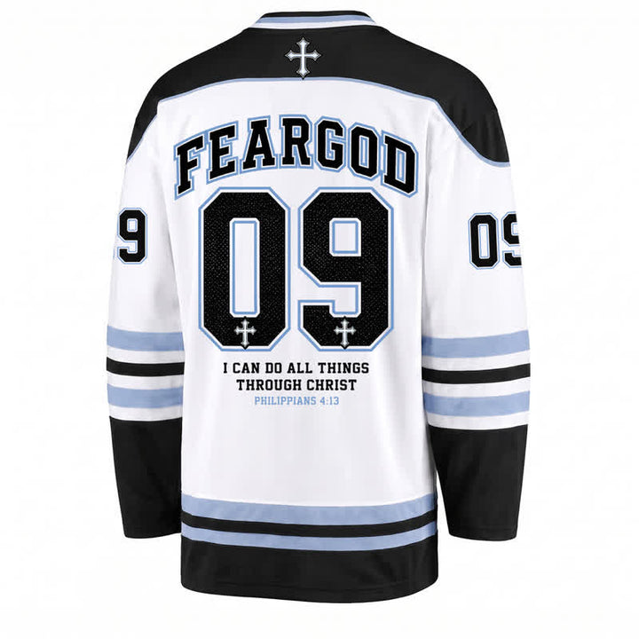 Christianartworkshop Fear God 09 Streetwear Long Sleeve Hockey Jersey - image 2