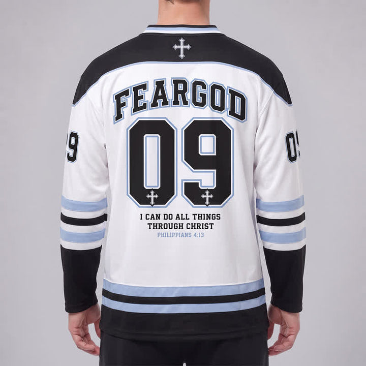 Christianartworkshop Fear God 09 Streetwear Long Sleeve Hockey Jersey - image 4