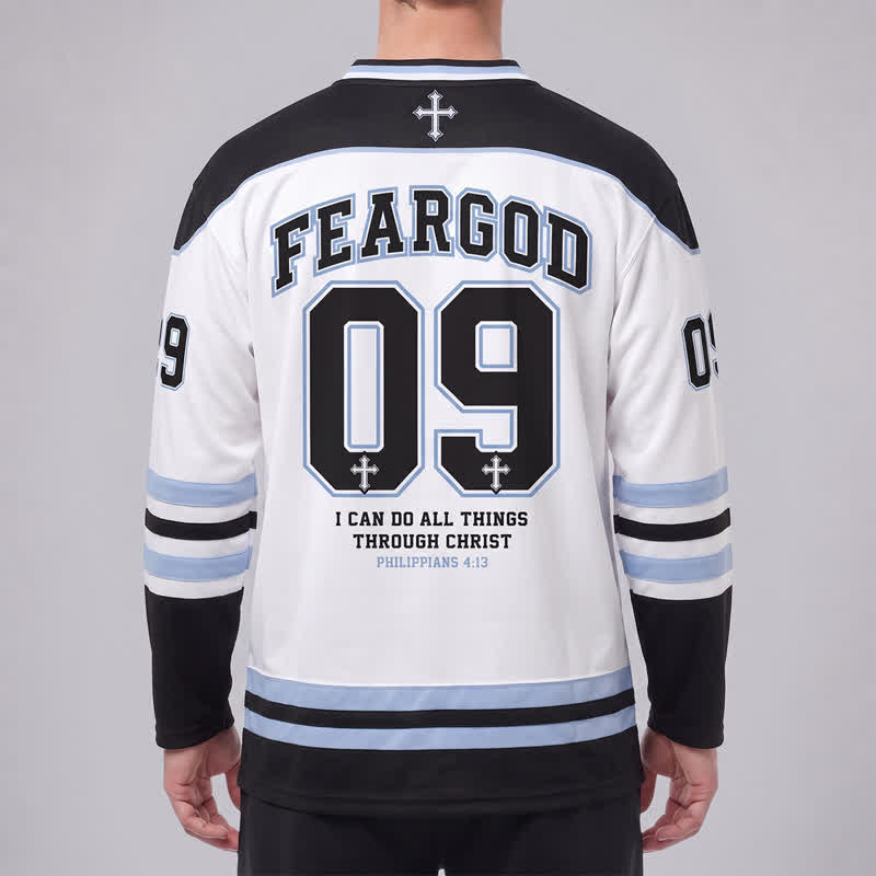Christianartworkshop Fear God 09 Streetwear Long Sleeve Hockey Jersey - image 4