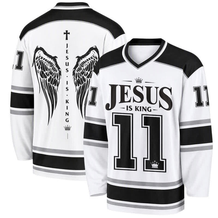 Christianartworkshop Jesus Is King Monochrome Streetwear Hockey Jersey - 5XL - image 0
