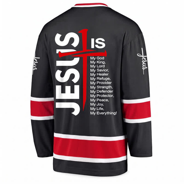 Christianartworkshop Jesus Cross Statement Black Hockey Jersey - image 2