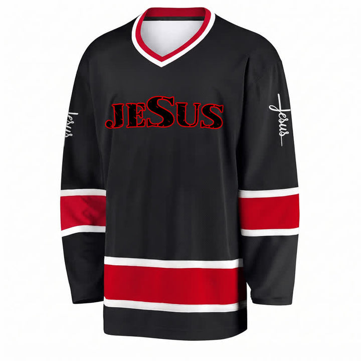 Christianartworkshop Jesus Cross Statement Black Hockey Jersey - image 1