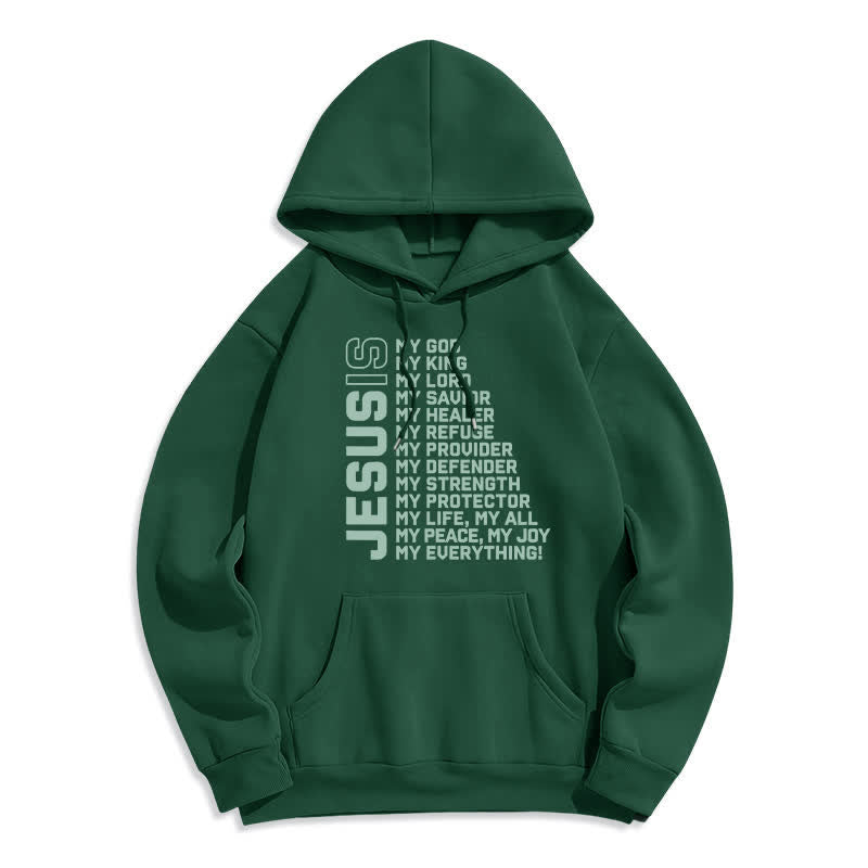 Christianartworkshop Jesus Is Statement Fleece Lined Streetwear Pullover Hoodie - Green - 2XL - image 4