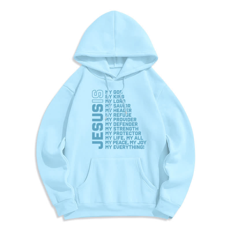 Christianartworkshop Jesus Is Statement Fleece Lined Streetwear Pullover Hoodie - Blue - 2XL - image 5