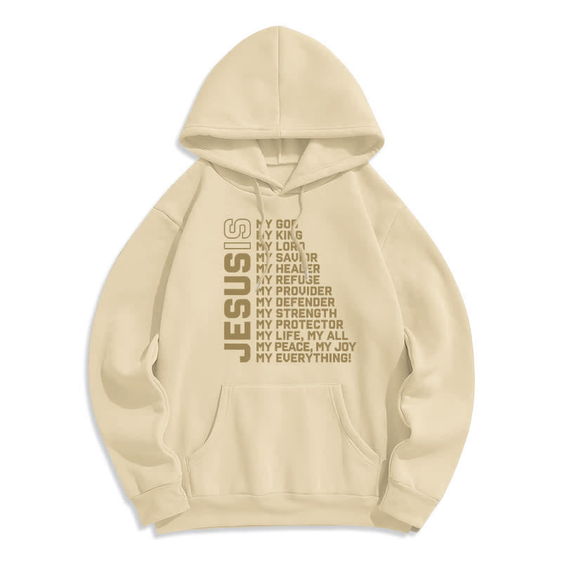 Christianartworkshop Jesus Is Statement Fleece Lined Streetwear Pullover Hoodie - Beige - 2XL - image 6
