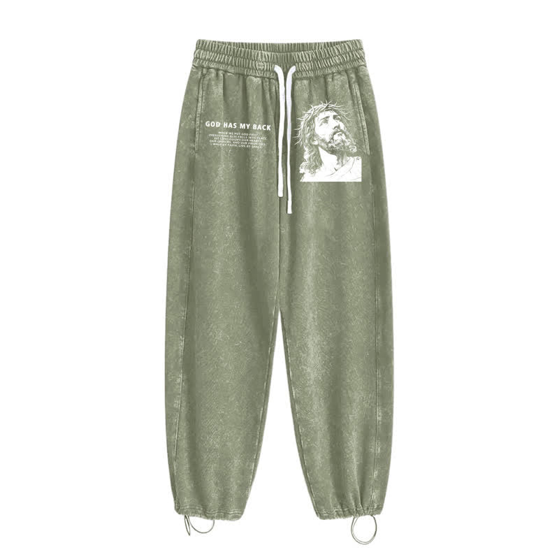 Christianartworkshop God Has My Back Jesus Portrait Washed Sweatpants - image 20