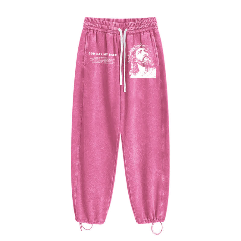 Christianartworkshop God Has My Back Jesus Portrait Washed Sweatpants - image 42