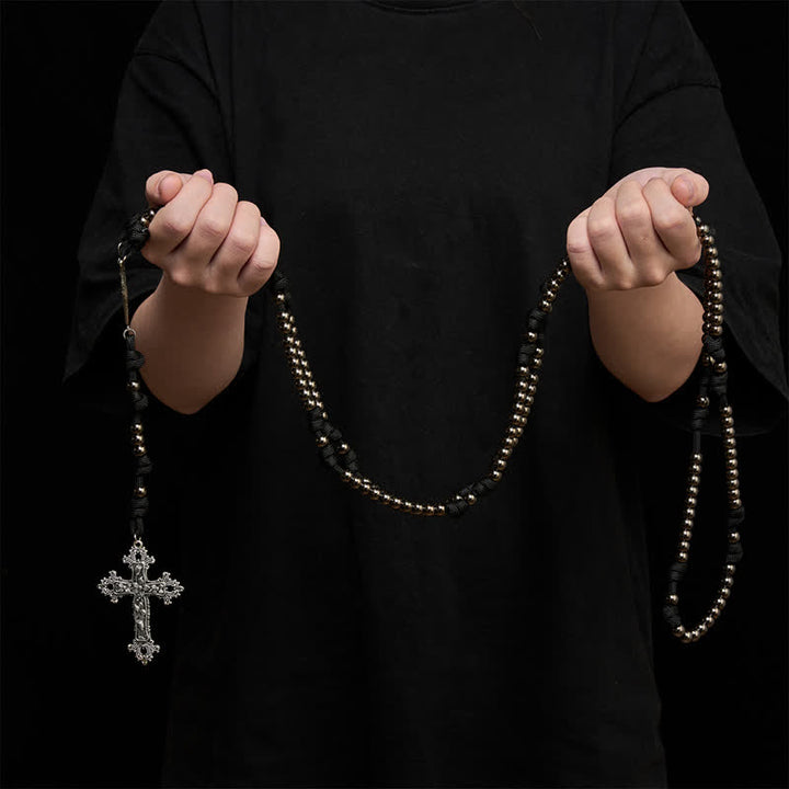 Christianartworkshop Rugged Silver-Toned Paracord 15-Decade Rosary: Carry Our Lady's Grace Wherever You Go - image 13