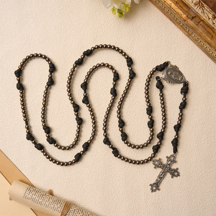 Christianartworkshop Rugged Silver-Toned Paracord 15-Decade Rosary: Carry Our Lady's Grace Wherever You Go - image 14