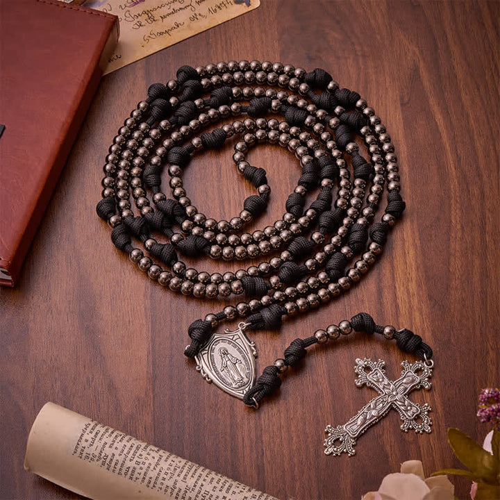 Christianartworkshop Rugged Silver-Toned Paracord 15-Decade Rosary: Carry Our Lady's Grace Wherever You Go - image 17