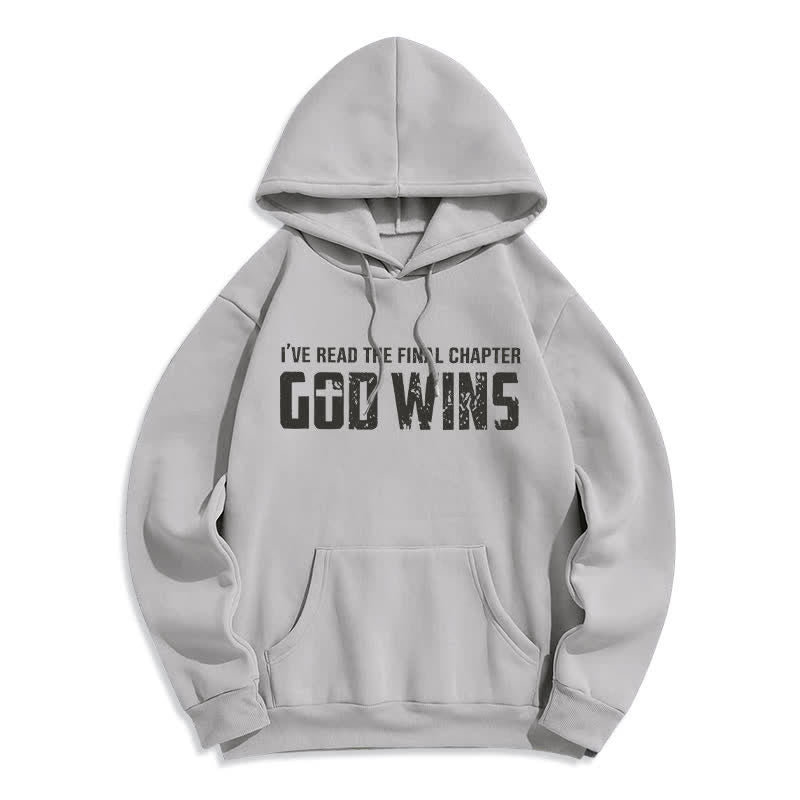 Christianartworkshop God Wins Vintage Print Oversized Fleece Pullover Hoodie - Grey - 2XL - image 0