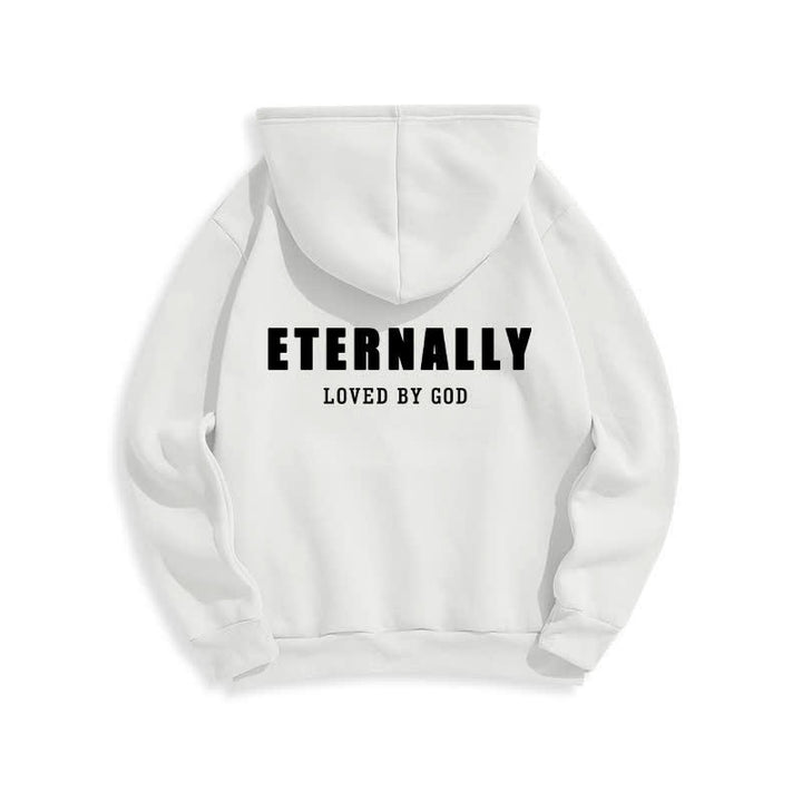 Christianartworkshop Eternally Loved By God Fleece Pullover Hoodies - White - 2XL - image 4