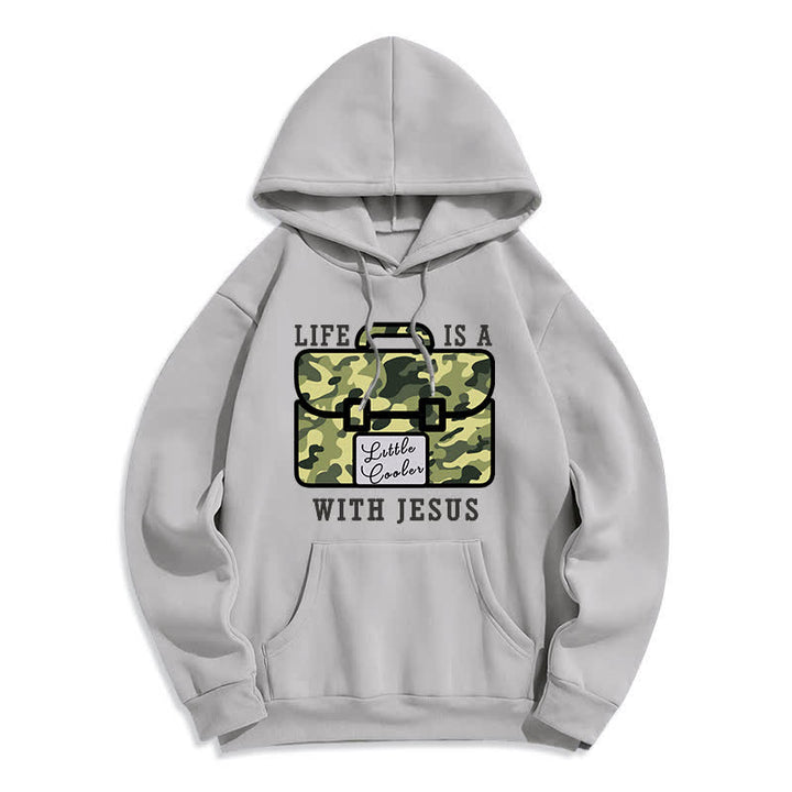 Christianartworkshop Life With Jesus Camo Graphic Fleece Pullover Hoodie - Green - 2XL - image 2