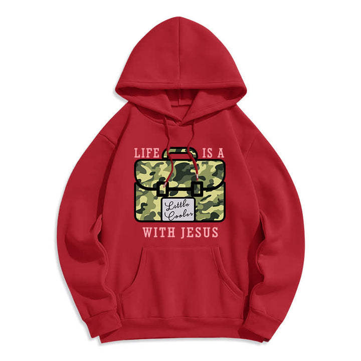 Christianartworkshop Life With Jesus Camo Graphic Fleece Pullover Hoodie - Red - 2XL - image 6