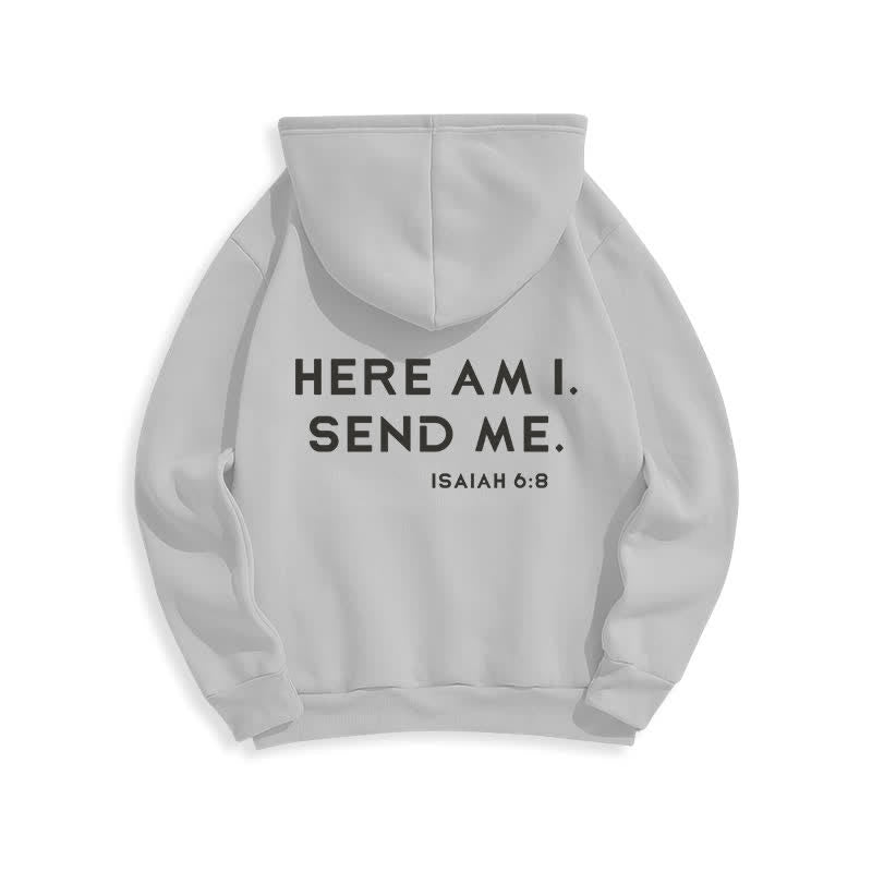 Christianartworkshop Here Am I Send Me Isaiah 6 8 Fleece Hoodie - Grey - 2XL - image 10