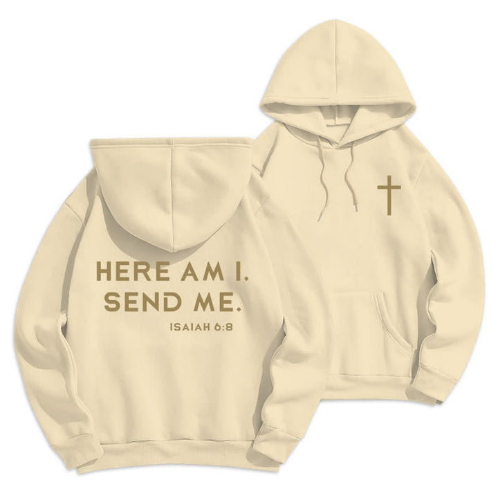 Christianartworkshop Here Am I Send Me Isaiah 6 8 Fleece Hoodie - Beige - 2XL - image 6