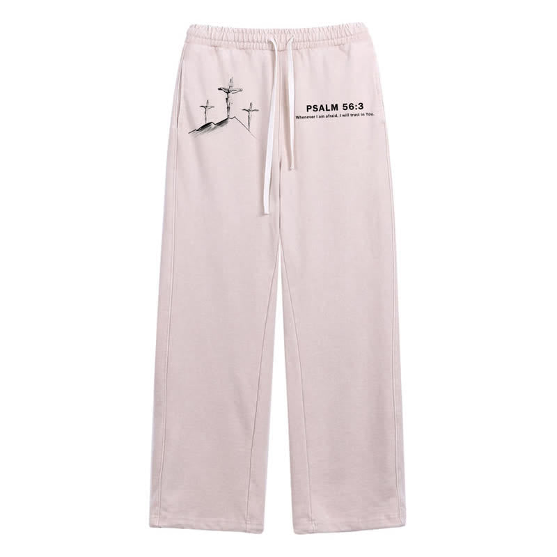 Christianartworkshop Psalm 56:3 Cross Graphic Blush Washed Sweatpants - Beige - 2XL - image 0