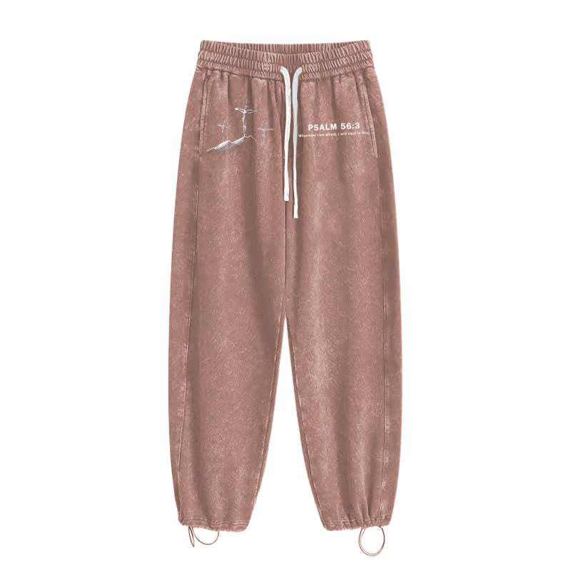 Christianartworkshop Psalm 56:3 Cross Graphic Blush Washed Sweatpants - image 36