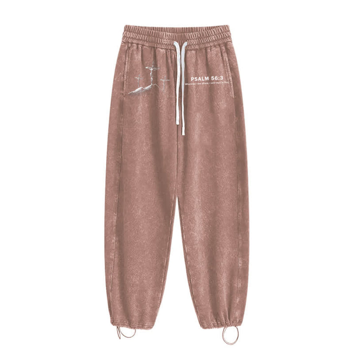 Christianartworkshop Psalm 56:3 Cross Graphic Blush Washed Sweatpants - image 36