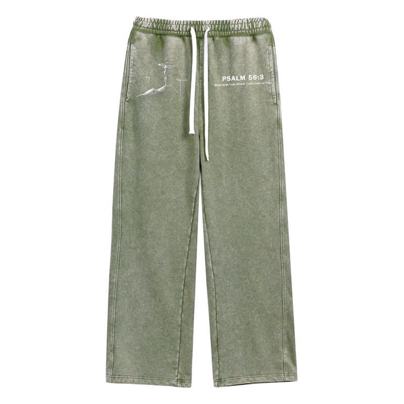 Christianartworkshop Psalm 56:3 Cross Graphic Blush Washed Sweatpants - Army Green - 2XL - image 26