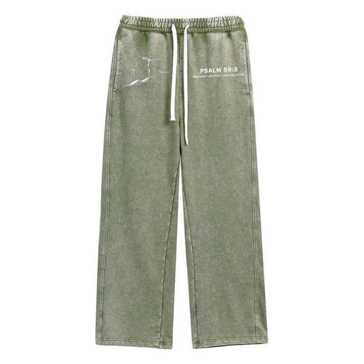 Christianartworkshop Psalm 56:3 Cross Graphic Blush Washed Sweatpants - Army Green - 2XL - image 26