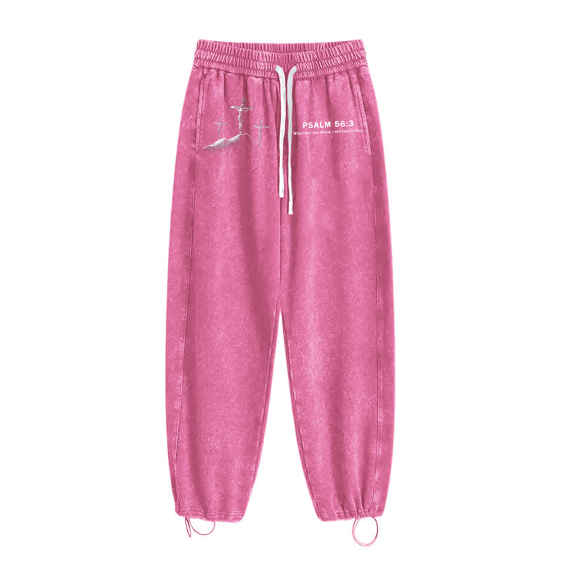 Christianartworkshop Psalm 56:3 Cross Graphic Blush Washed Sweatpants - image 44