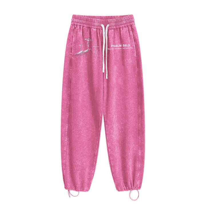 Christianartworkshop Psalm 56:3 Cross Graphic Blush Washed Sweatpants - image 44