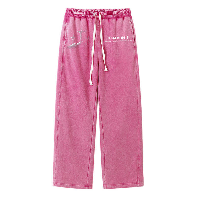 Christianartworkshop Psalm 56:3 Cross Graphic Blush Washed Sweatpants - Rose - 2XL - image 42