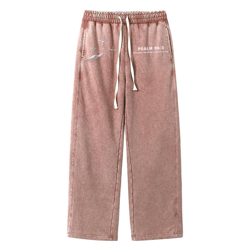Christianartworkshop Psalm 56:3 Cross Graphic Blush Washed Sweatpants - Brown - 2XL - image 34