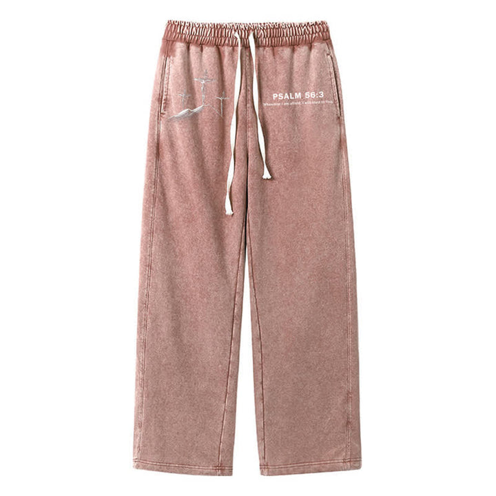 Christianartworkshop Psalm 56:3 Cross Graphic Blush Washed Sweatpants - Brown - 2XL - image 34