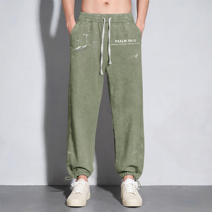 Christianartworkshop Psalm 56:3 Cross Graphic Blush Washed Sweatpants - image 32