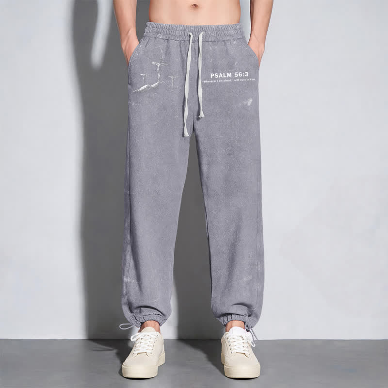 Christianartworkshop Psalm 56:3 Cross Graphic Blush Washed Sweatpants - image 24