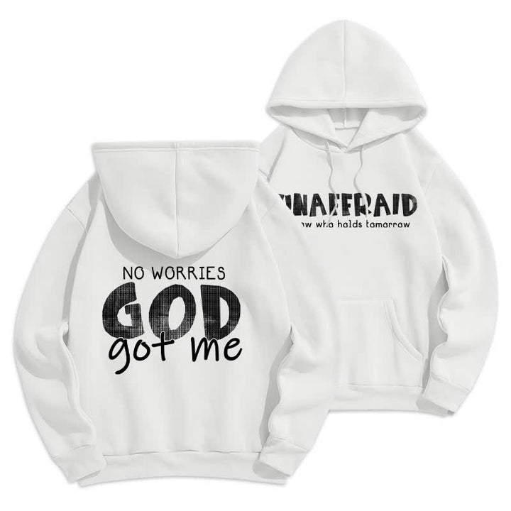 Christianartworkshop No Worries God Got Me Oversized Red Hoodie - White - 2XL - image 3