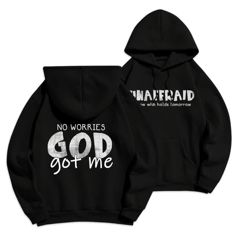 Christianartworkshop No Worries God Got Me Oversized Red Hoodie - Black - 2XL - image 6
