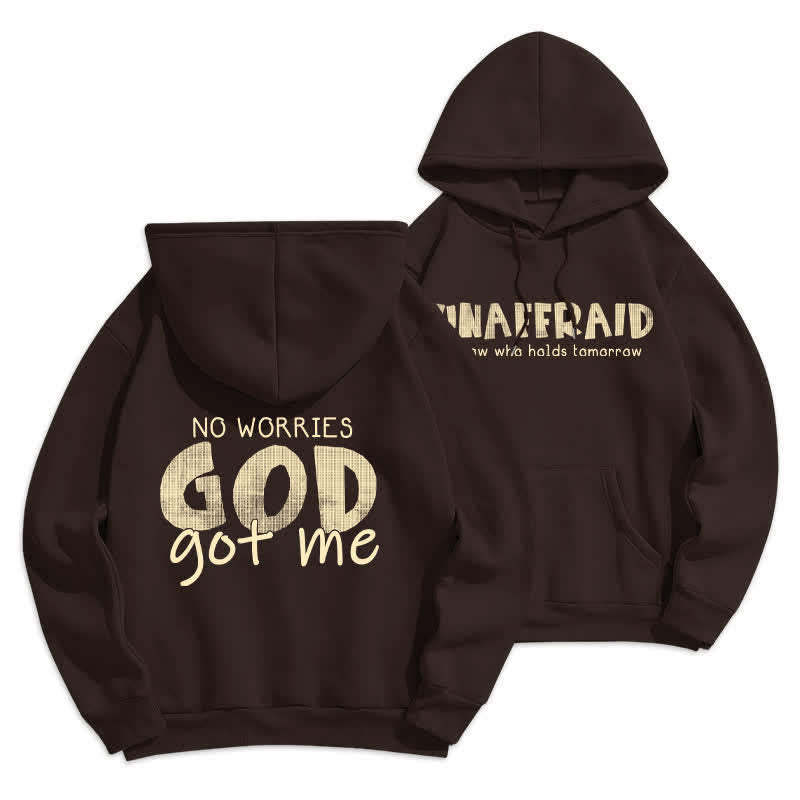 Christianartworkshop No Worries God Got Me Oversized Red Hoodie - Brown - 2XL - image 15