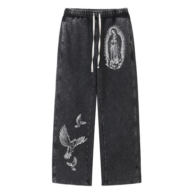 Christianartworkshop Vintage Madonna And Dove Washed Sweatpants - Black - 2XL - image 0
