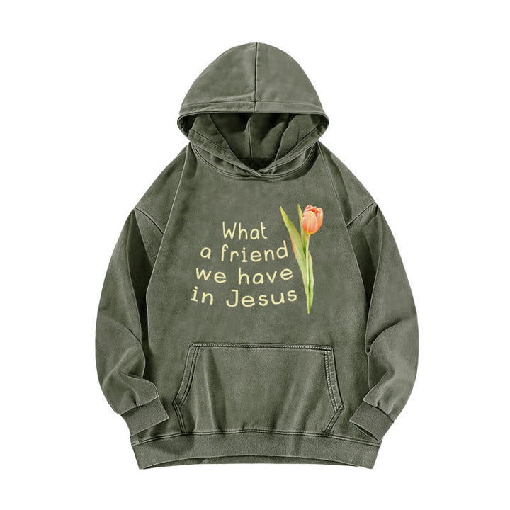 Christianartworkshop What A Friend We Have In Jesus Washed Hoodie - Army Green - 5XL - image 4