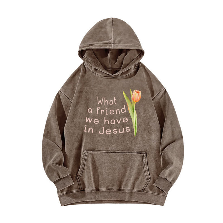 Christianartworkshop What A Friend We Have In Jesus Washed Hoodie - Coffee - 5XL - image 5