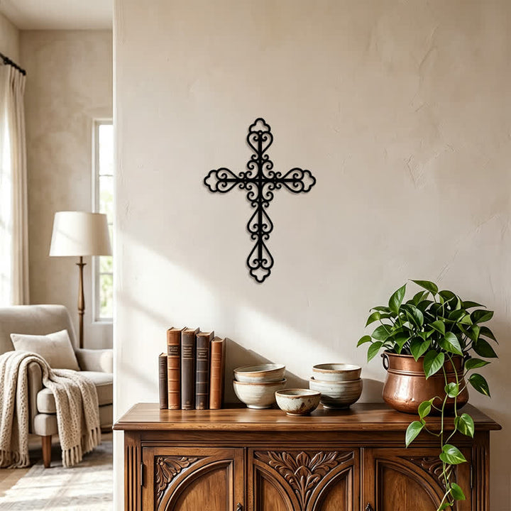 Christianartworkshop Ornate Scroll Metal Wall Cross: Emblem of Timeless Divine Blessing - image 4