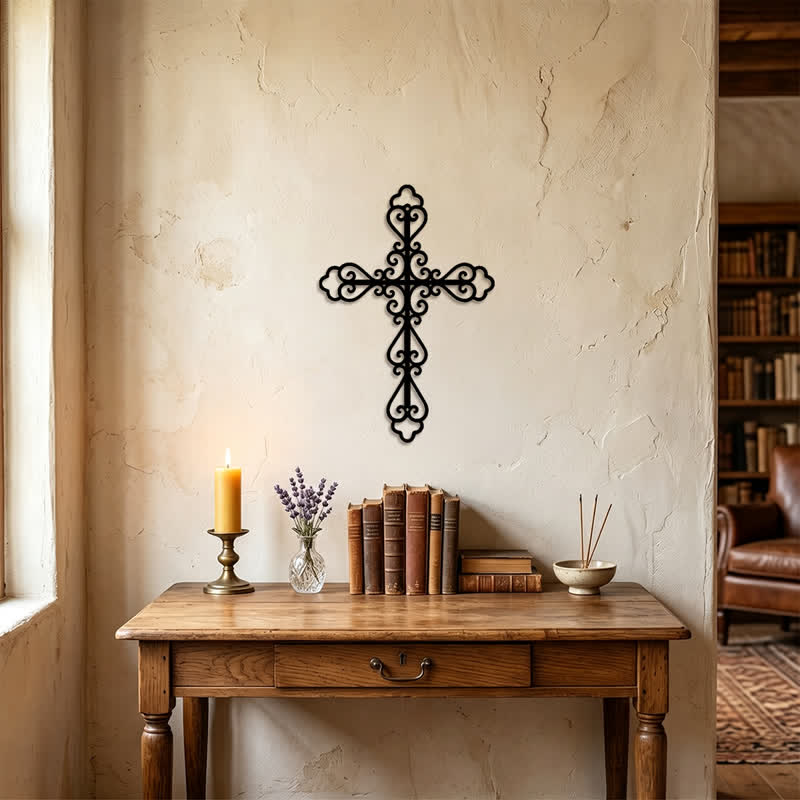 Christianartworkshop Ornate Scroll Metal Wall Cross: Emblem of Timeless Divine Blessing - image 3