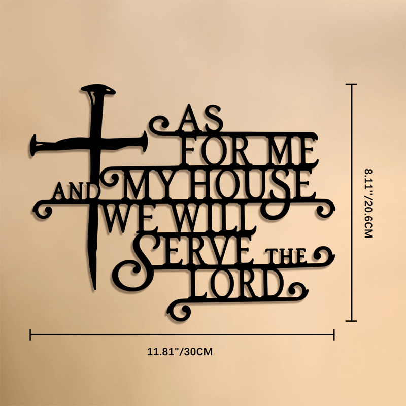 Christianartworkshop Curly Script Metal Cross Wall Sign: Emblem of Quiet Household Faith - 8.11''*11.81''*0.04''/20.6*30*0.1cm - image 5