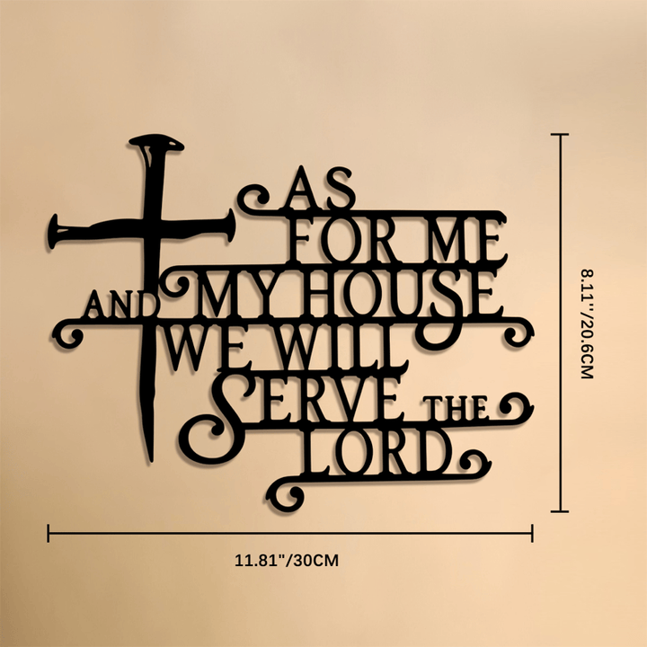 Christianartworkshop Curly Script Metal Cross Wall Sign: Emblem of Quiet Household Faith - 8.11''*11.81''*0.04''/20.6*30*0.1cm - image 5