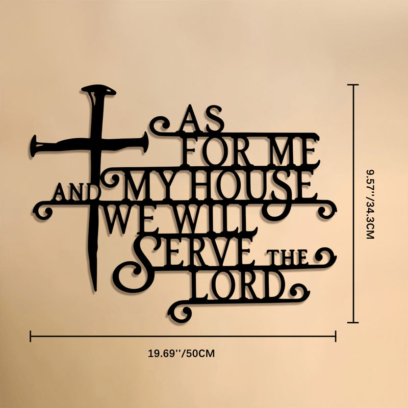 Christianartworkshop Curly Script Metal Cross Wall Sign: Emblem of Quiet Household Faith - 9.57''*19.69''*0.05''/34.3*50*0.12cm - image 7