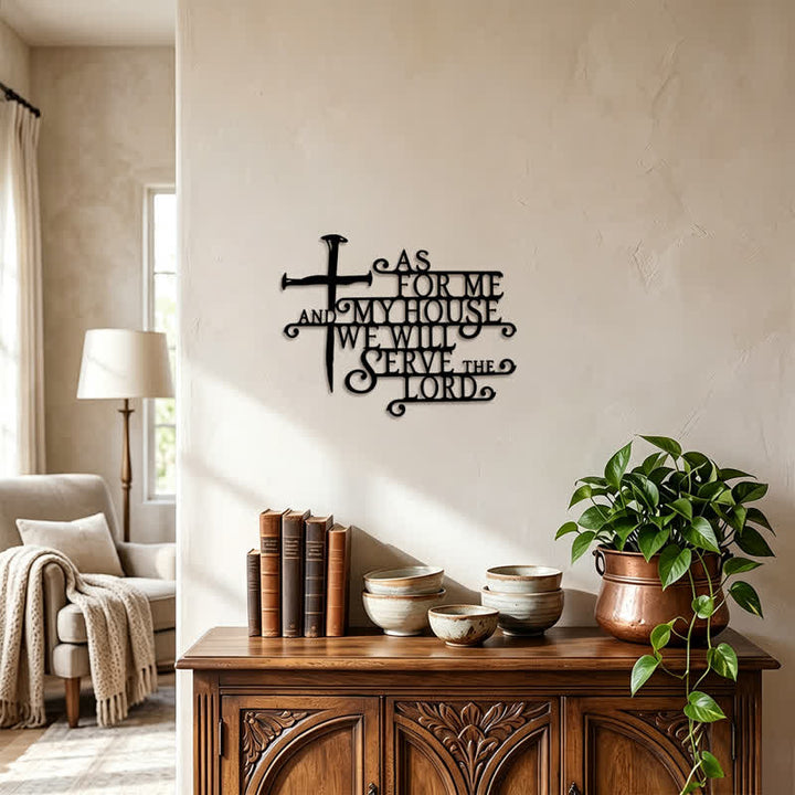 Christianartworkshop Curly Script Metal Cross Wall Sign: Emblem of Quiet Household Faith - image 3