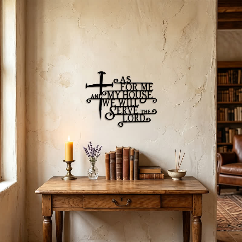 Christianartworkshop Curly Script Metal Cross Wall Sign: Emblem of Quiet Household Faith - image 4