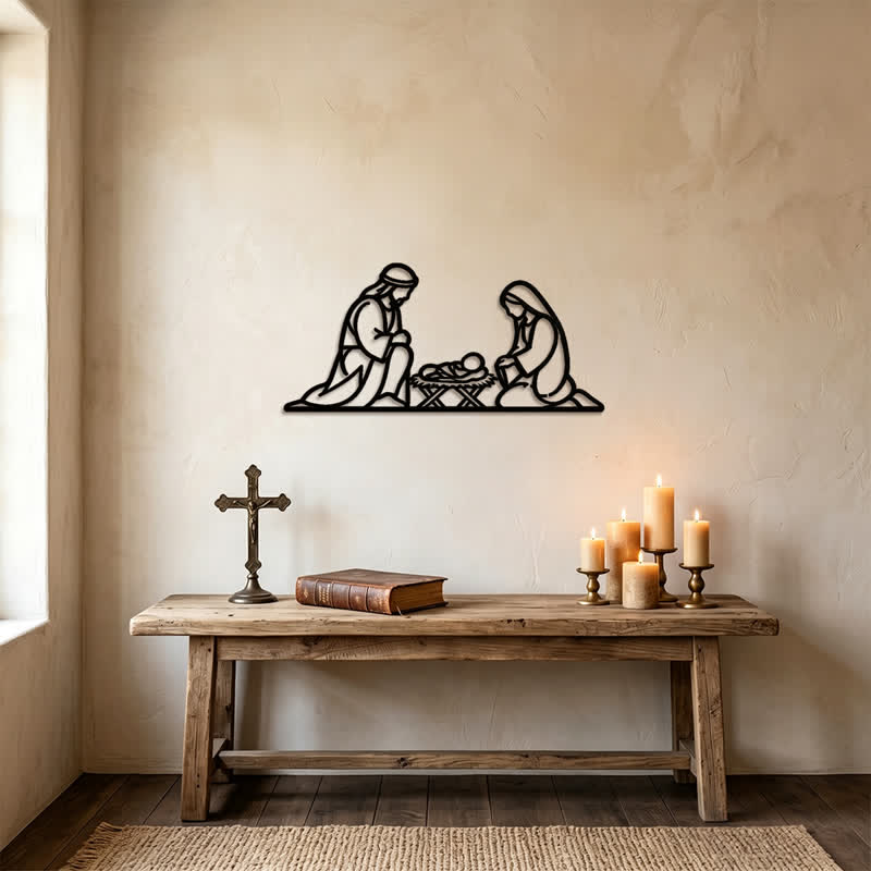 Christianartworkshop Outline Holy Nativity Metal Wall Decor: Token of Peaceful Divine Arrival - image 1
