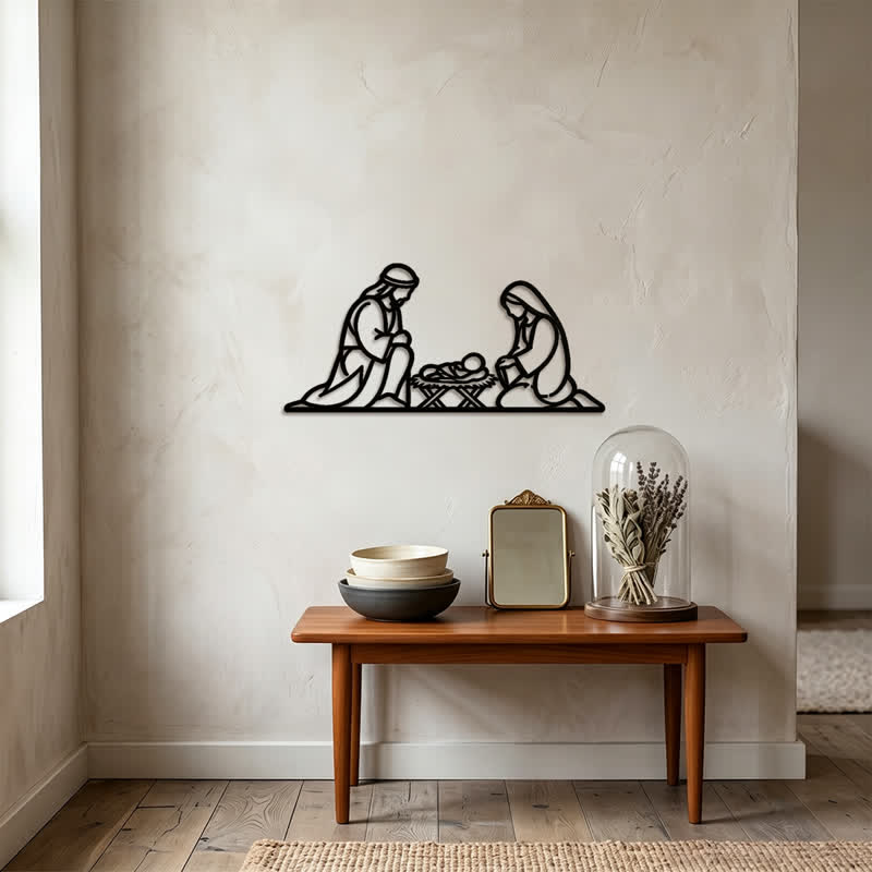 Christianartworkshop Outline Holy Nativity Metal Wall Decor: Token of Peaceful Divine Arrival - image 2