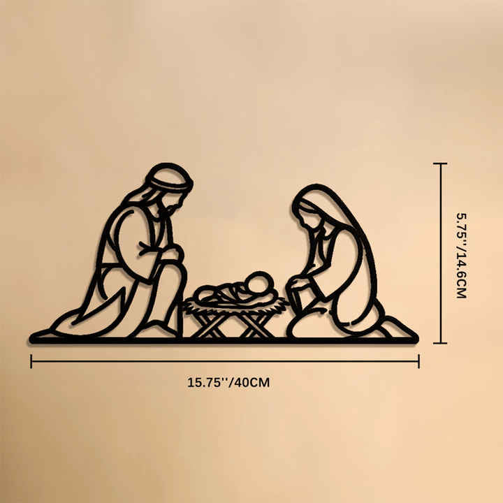 Christianartworkshop Outline Holy Nativity Metal Wall Decor: Token of Peaceful Divine Arrival - 5.75''*15.75''*0.04''/14.6*40*0.1cm - image 6
