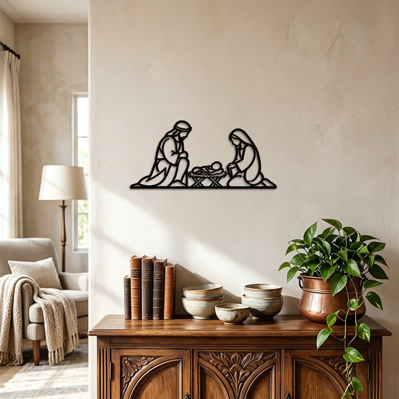 Christianartworkshop Outline Holy Nativity Metal Wall Decor: Token of Peaceful Divine Arrival - image 3